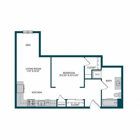 Aspire11 Apartments in Tacoma, Washington Open 1x1 Floor Plan